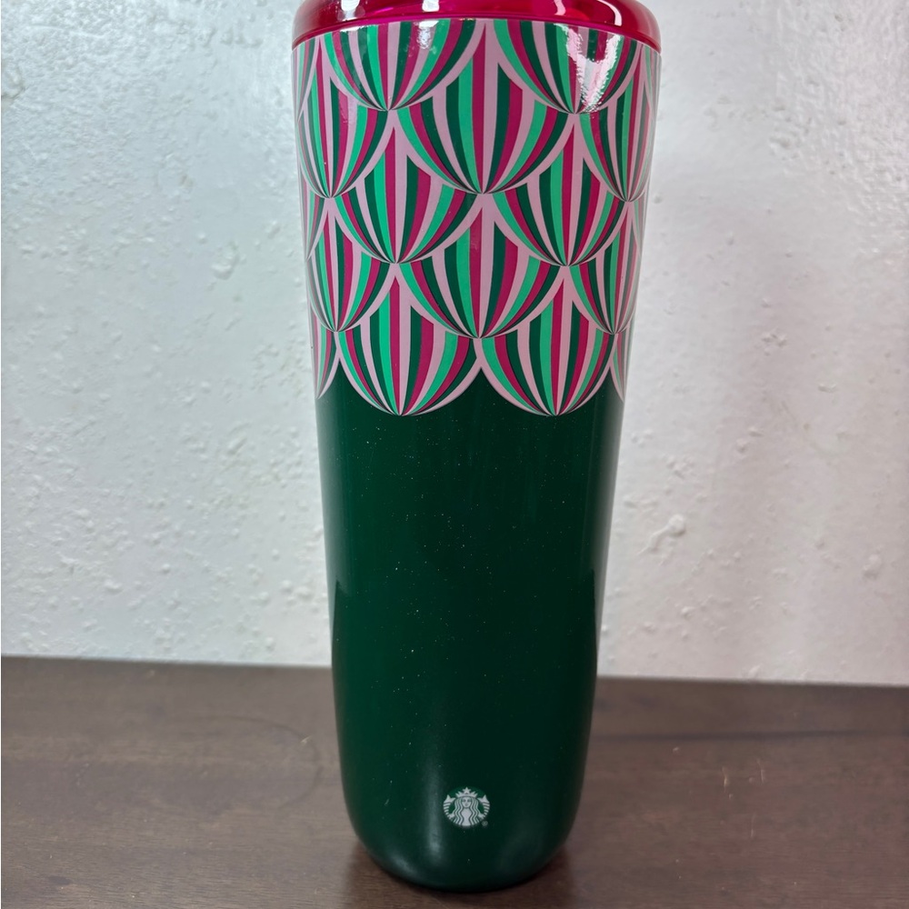 Starbucks 2024 Holiday Green Pink Metallic Tumbler